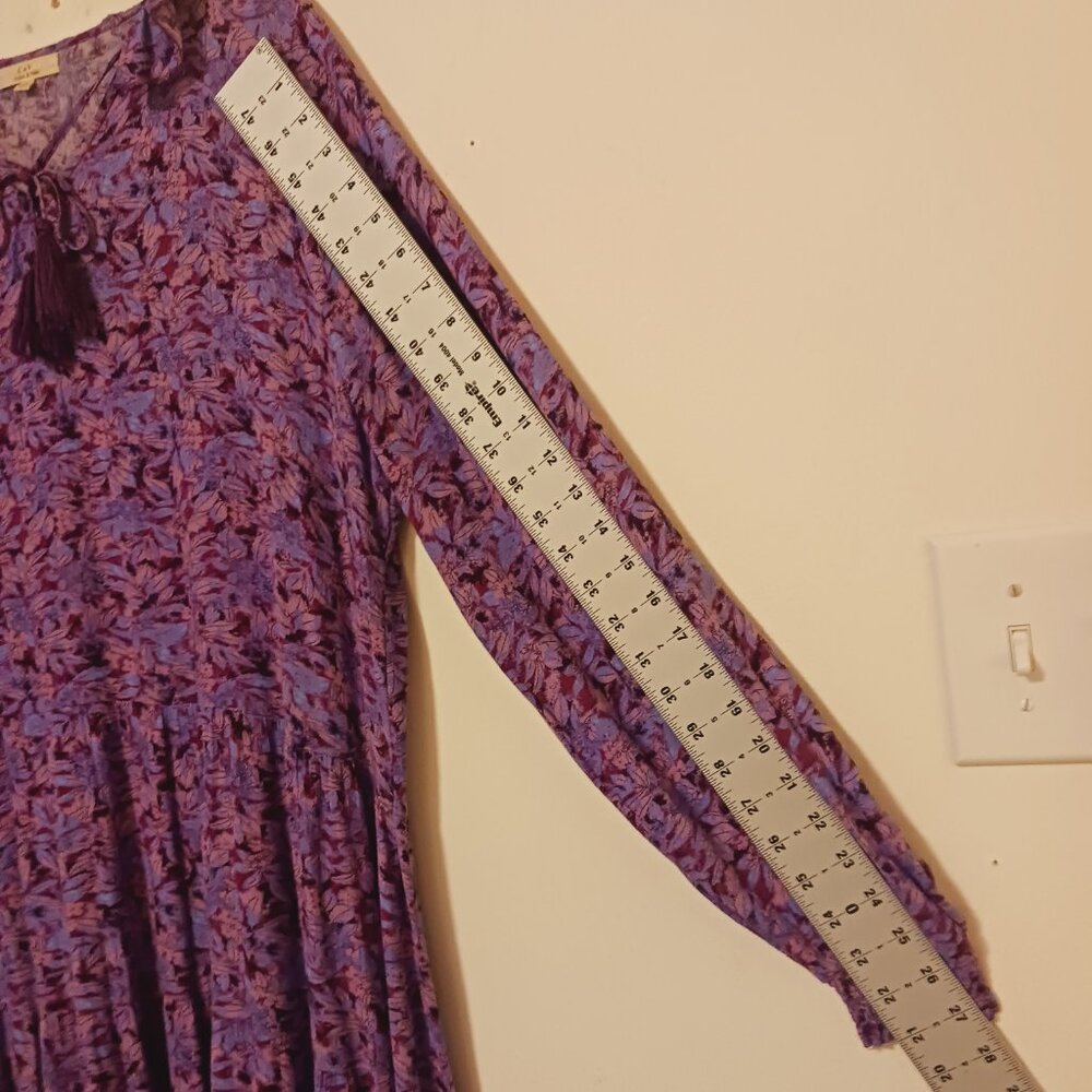 Chelsea & Violet Floral Purple Tiered Maxi Dress Size Medium, Boho, Cottagecore - Picture 12 of 16
